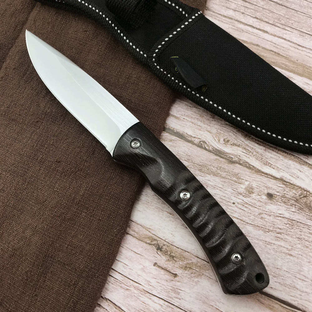 Hunting And Camping In Jungle - Neues Jagdmesser mit feststehender Klinge, Holzgriff,