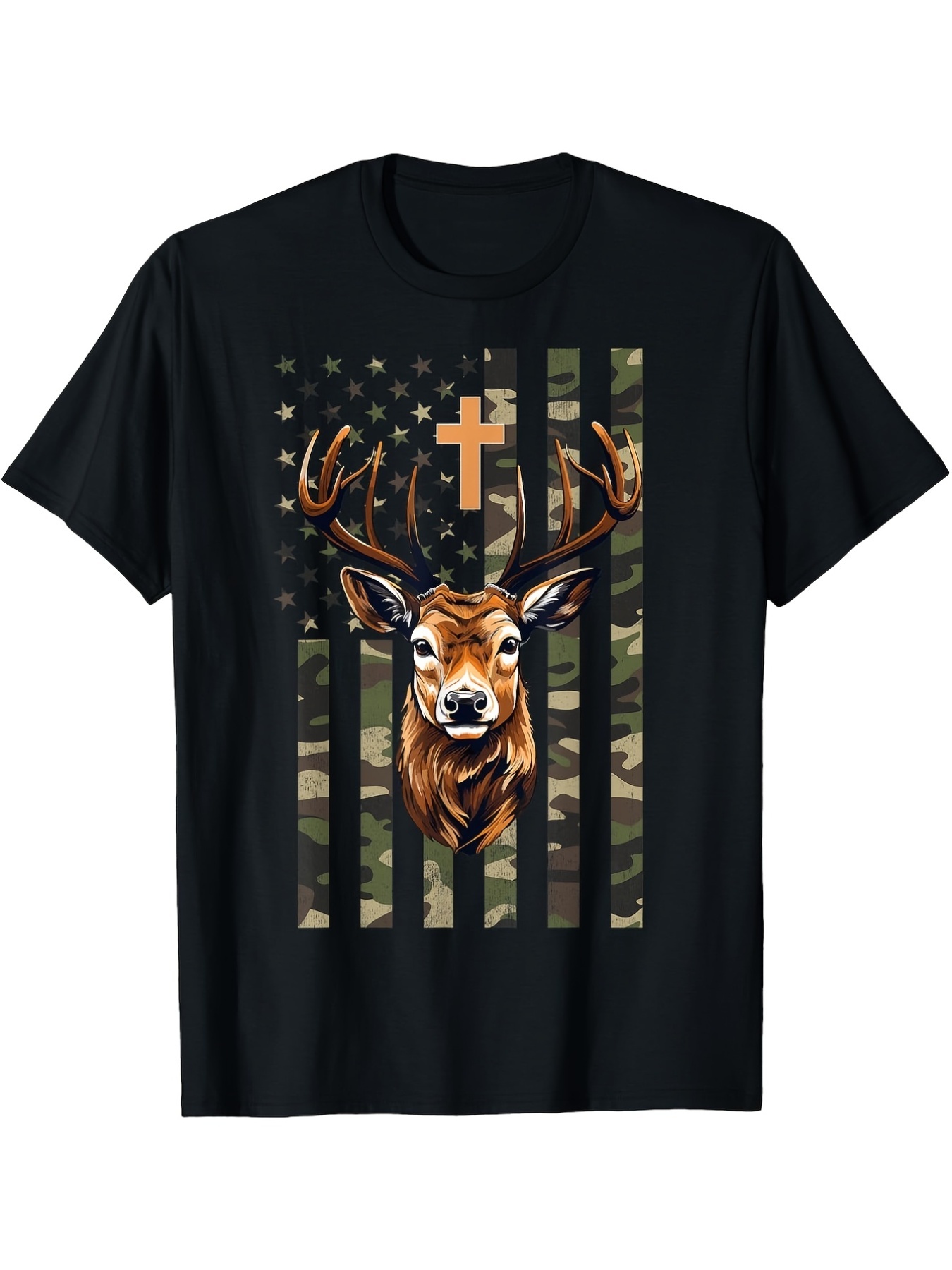 Hunting Outdoor Apparel - Herren Christliches Hirschjagd-Tarn-T-Shirt – Retro-Camouflage mit
