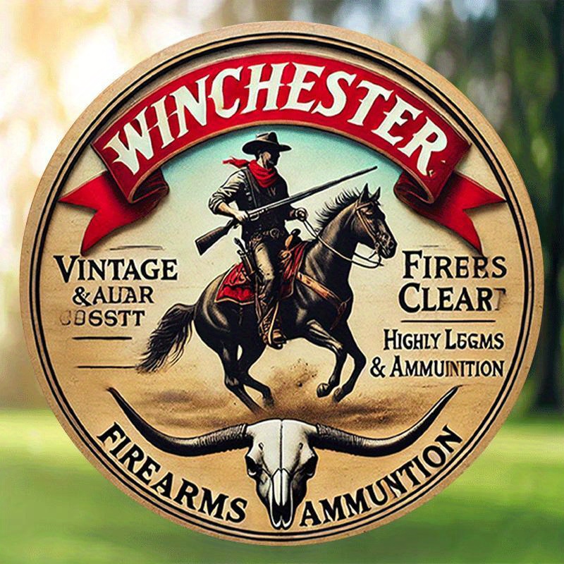 Hunting Outdoor Christmas Decorations - Winchester Vintage rundes Metallschild für die