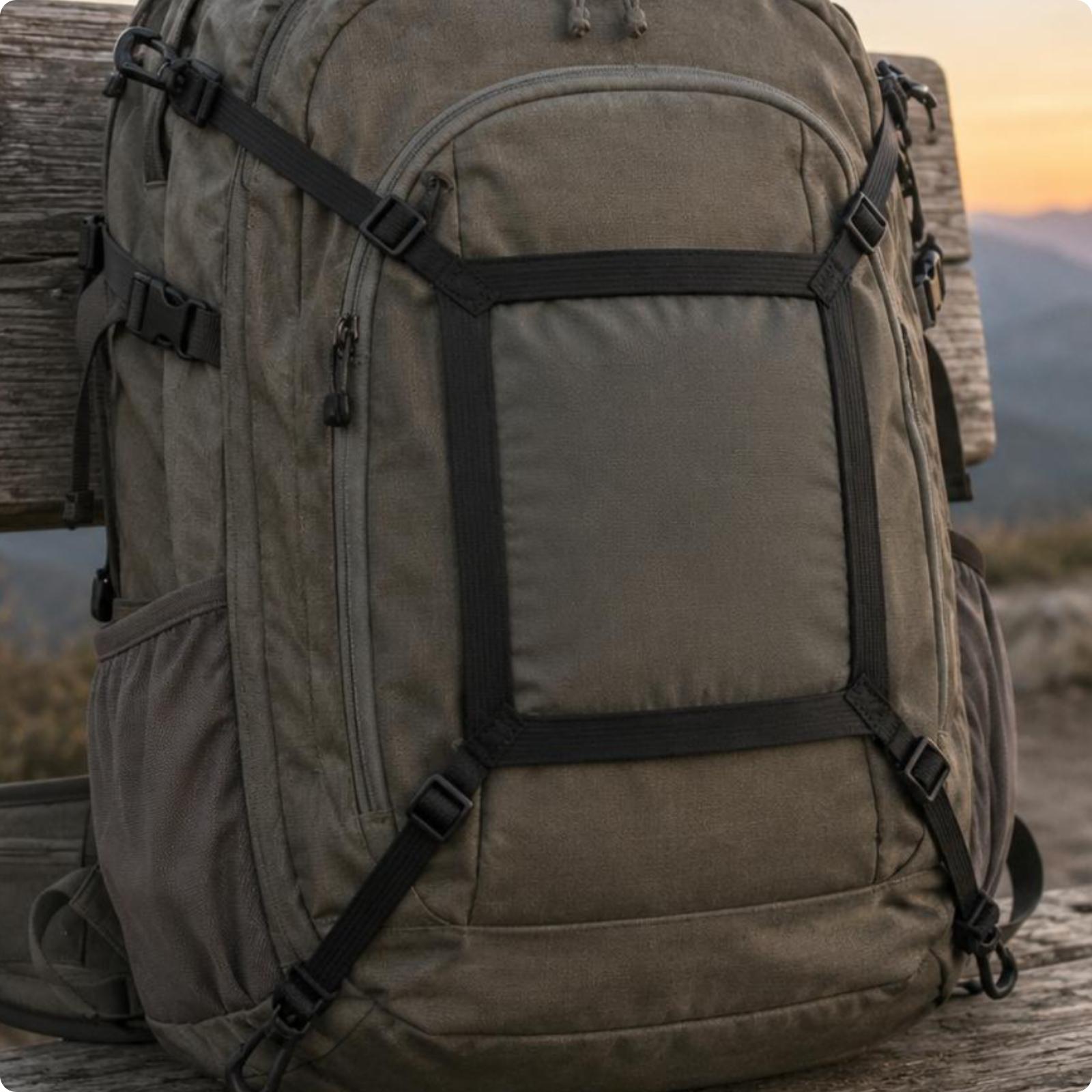 Outdoor Hunting Gear Store - Helmhalter für Rucksack, quadratisches Design, Gurt