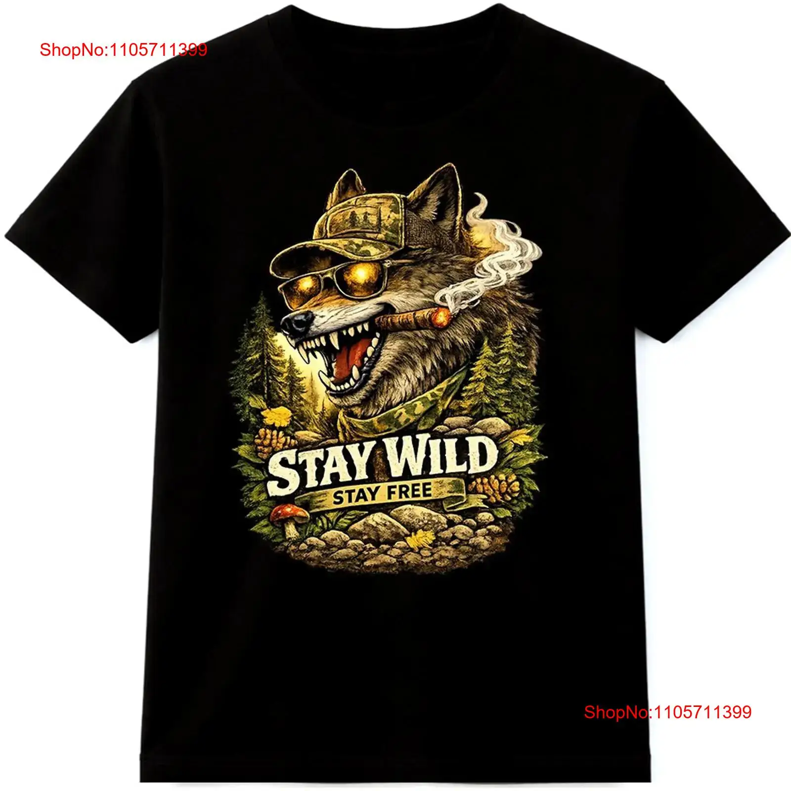 Wildman Hunting & Outdoor Robertson - Wolf-T-Shirt „Stay Wild Free“ für Outdoor,