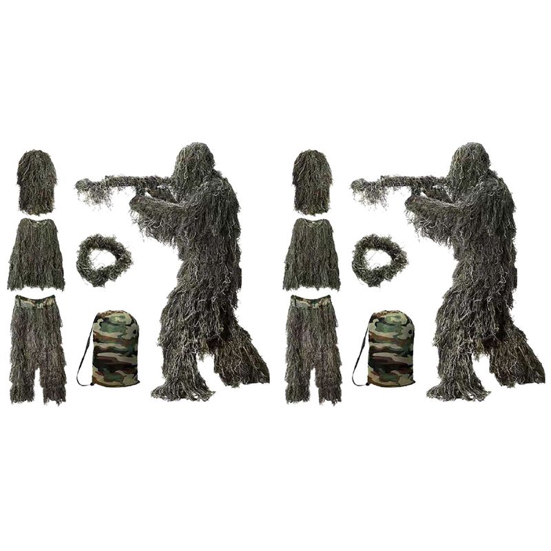 Hunting Outdoor Apparel - AEF6-2X 5-in-1 Ghillie-Anzug, 3D-Tarnkleidung für die