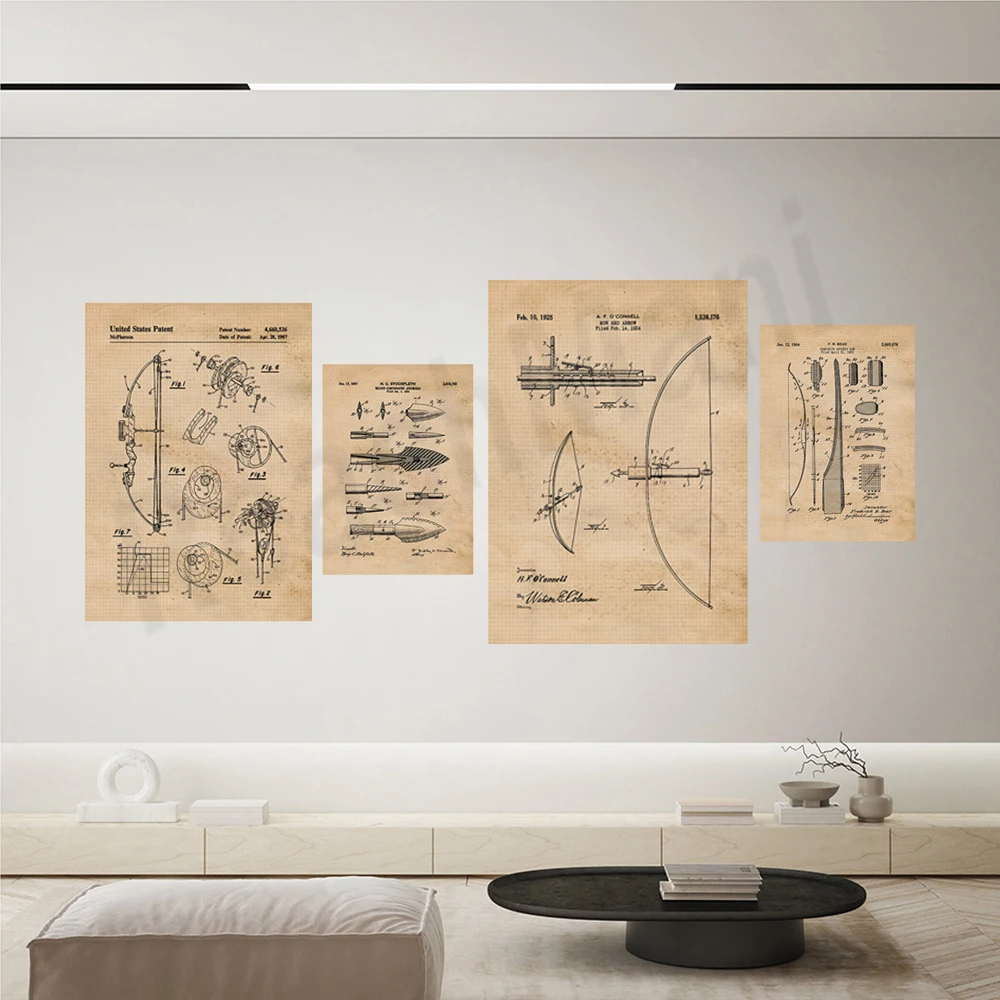 Vintage Pfeil und Bogen Patent – Outdoor Hunting Paintings Bewertung und Preis